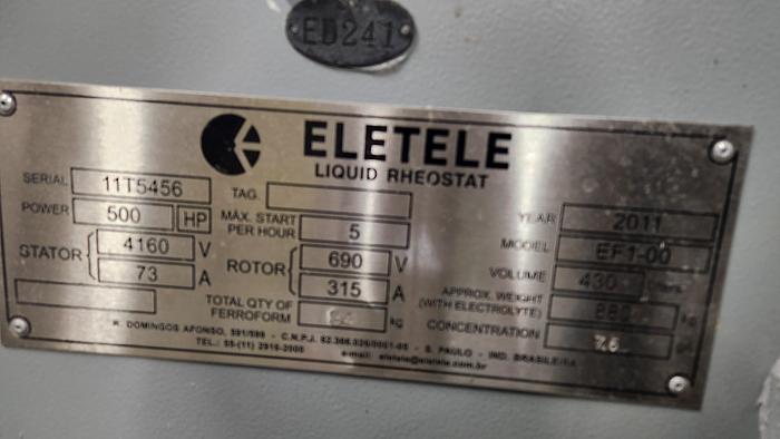 Eletele #EF1-00, liquid rheostat, 500 HP, 4160 Volts - Image 4