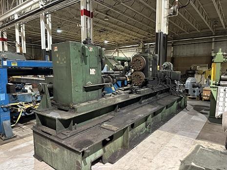 Loopco #6158A, 80" x 3/8" stub arbor inline side trimmer, L to R, 295 FPM, 3/8" strip thickness, 1983 - Image 1