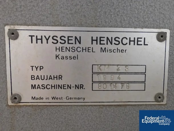 Thysesen Henschel #KM23, mixer cooler, 23 liter, jacketed for .8 bar, side discharge with manual plug valve - Image 2