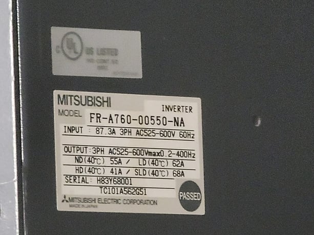 50 HP Mitsubishi Electric Corp., FR-A760-00550-NA, variable frequency drive, 600 Volts, 87.3 amps - Image 2