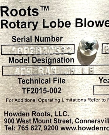 Roots Howden #409-RAM-JH-LB, positive displacement blower, unused, 2018 - Image 8