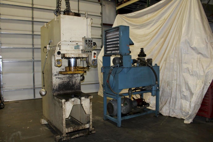 100 Ton, Greenerd, hydraulic press, 18" stroke, 24" daylight, 28" x 20" bed, 13" throat, 60 HP - Image 1