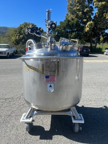 80 gallon Precision Stainless, reactor, 316L Stainless Steel, jacketed, 45 psi internal, dished bottom, 1992 - Image 1