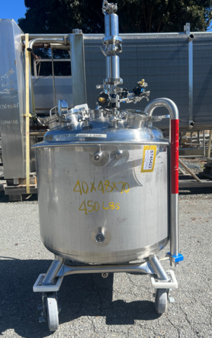 80 gallon Precision Stainless, reactor, 316L Stainless Steel, jacketed, 45 psi internal, dished bottom, 1992 - Image 2