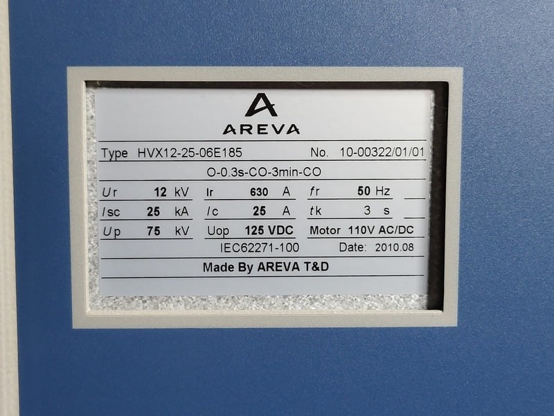 630 Amps, Areva, HVX12-25-06E185, vacuum circuit breaker, 12 KV, new surplus - Image 2
