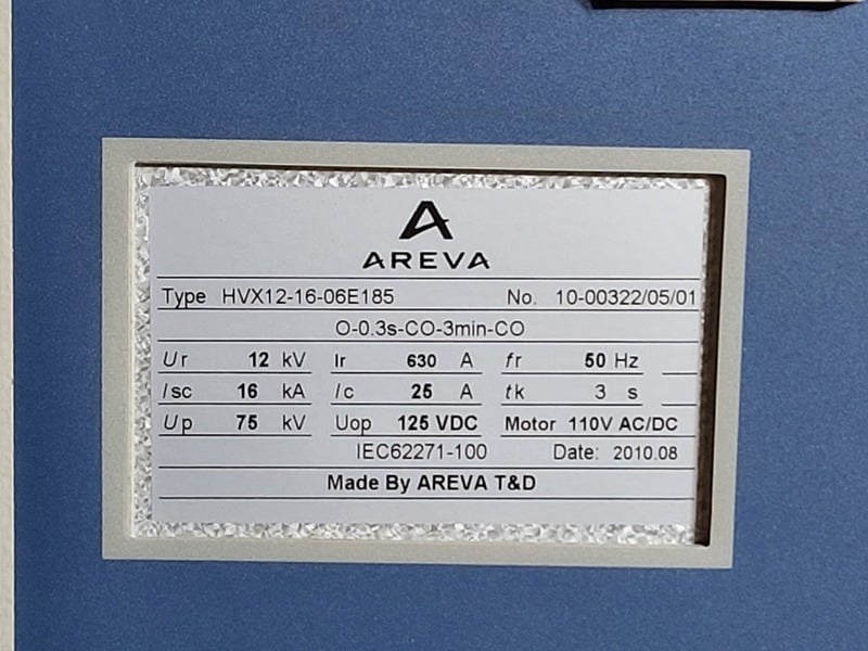 630 Amps, Areva, HVX12-16-06E185, vacuum circuit breaker, 12 KV, new surplus - Image 2