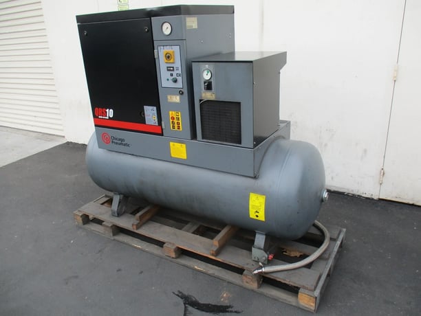 10 HP Chicago Pneumatic #QRS-10, rotary air compressor,tank & dryer, 40 cfm @ 125 psi, 230/460 V., 3-phase - Image 2