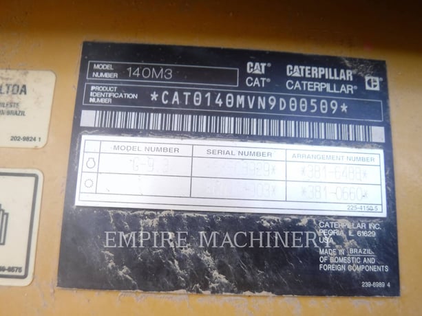 Caterpillar 140M3, Motor Grader, 7033 hours, S/N: N9D00509, 2015 - Image 6