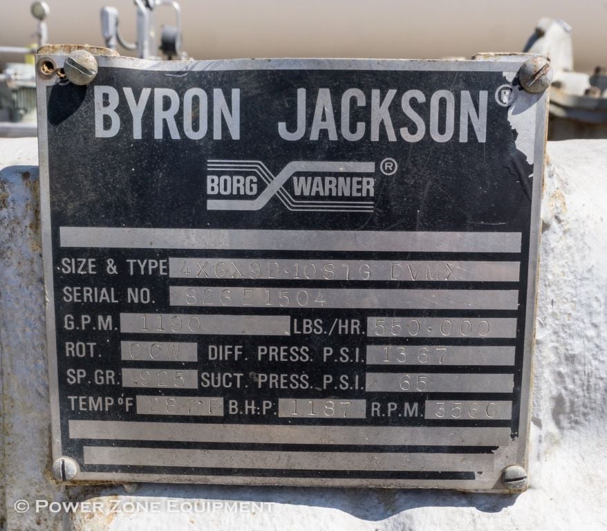 1190 GPM @ 3413' TDH, Byron-Jackson #4x6x9D-DVMX, Centrifugal Pump, Horz., 10-stage, 6" suction, 4" - Image 9