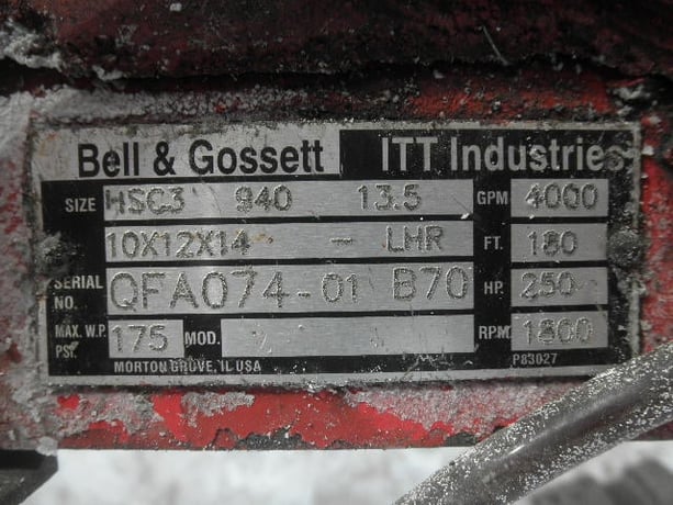 4000 GPM @ 180' TDH, Bell & Gossett #HSC3-10x12x14-LHR, Centrifugal Cooling Tower Pump, 250 HP, 1800 RPM, 460 - Image 2