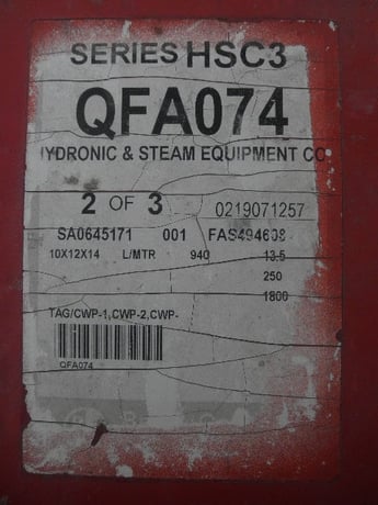 4000 GPM @ 180' TDH, Bell & Gossett #HSC3-10x12x14-LHR, Centrifugal Cooling Tower Pump, 250 HP, 1800 RPM, 460 - Image 8
