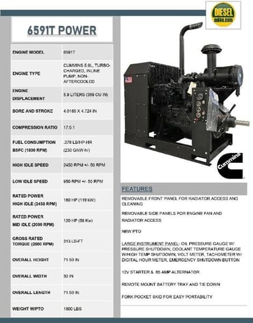 160 HP Cummins 6BT5.9, Complete Engine Power Unit, Rebuilt - Image 4