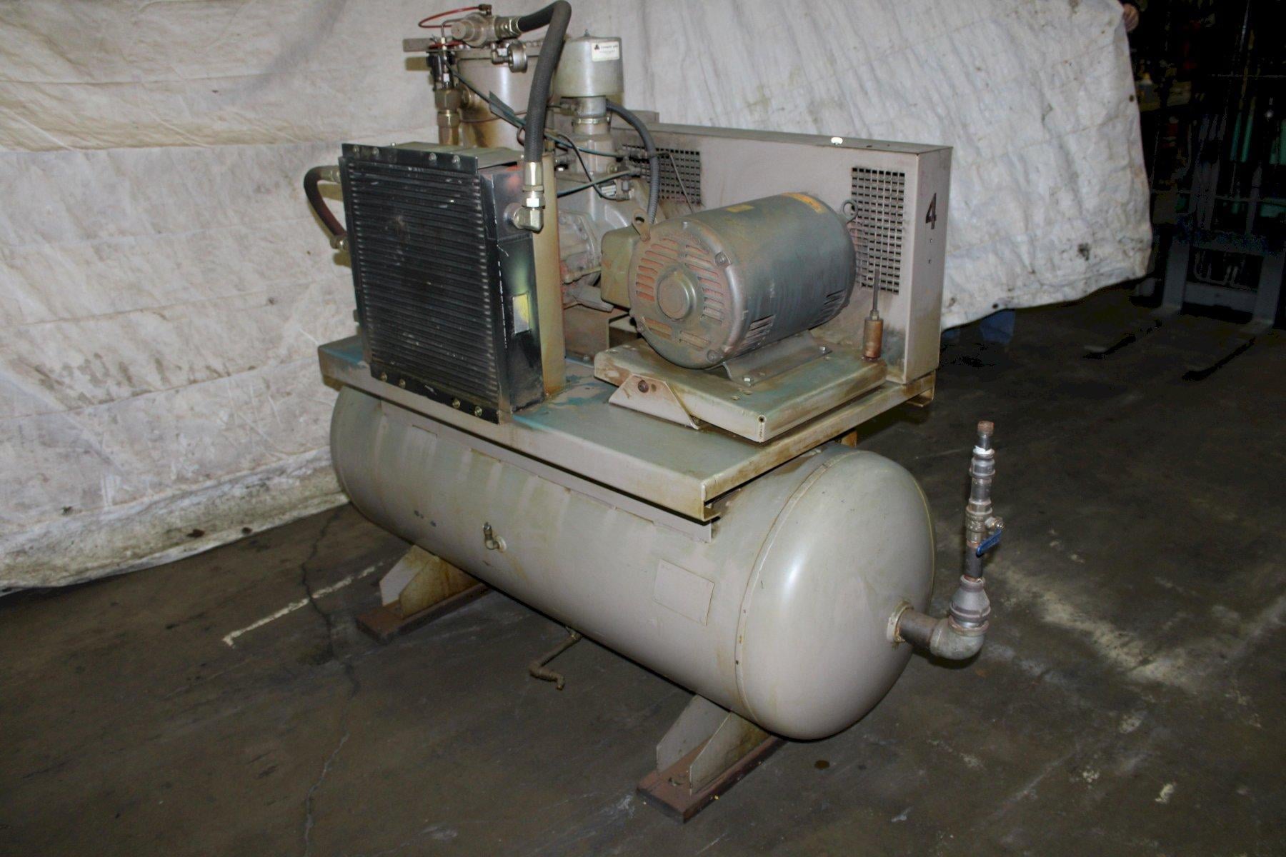 20 HP Leroi, rotary screw air compressor, 85 cfm @ 200 psi, 120 gallon surge tank - Image 3