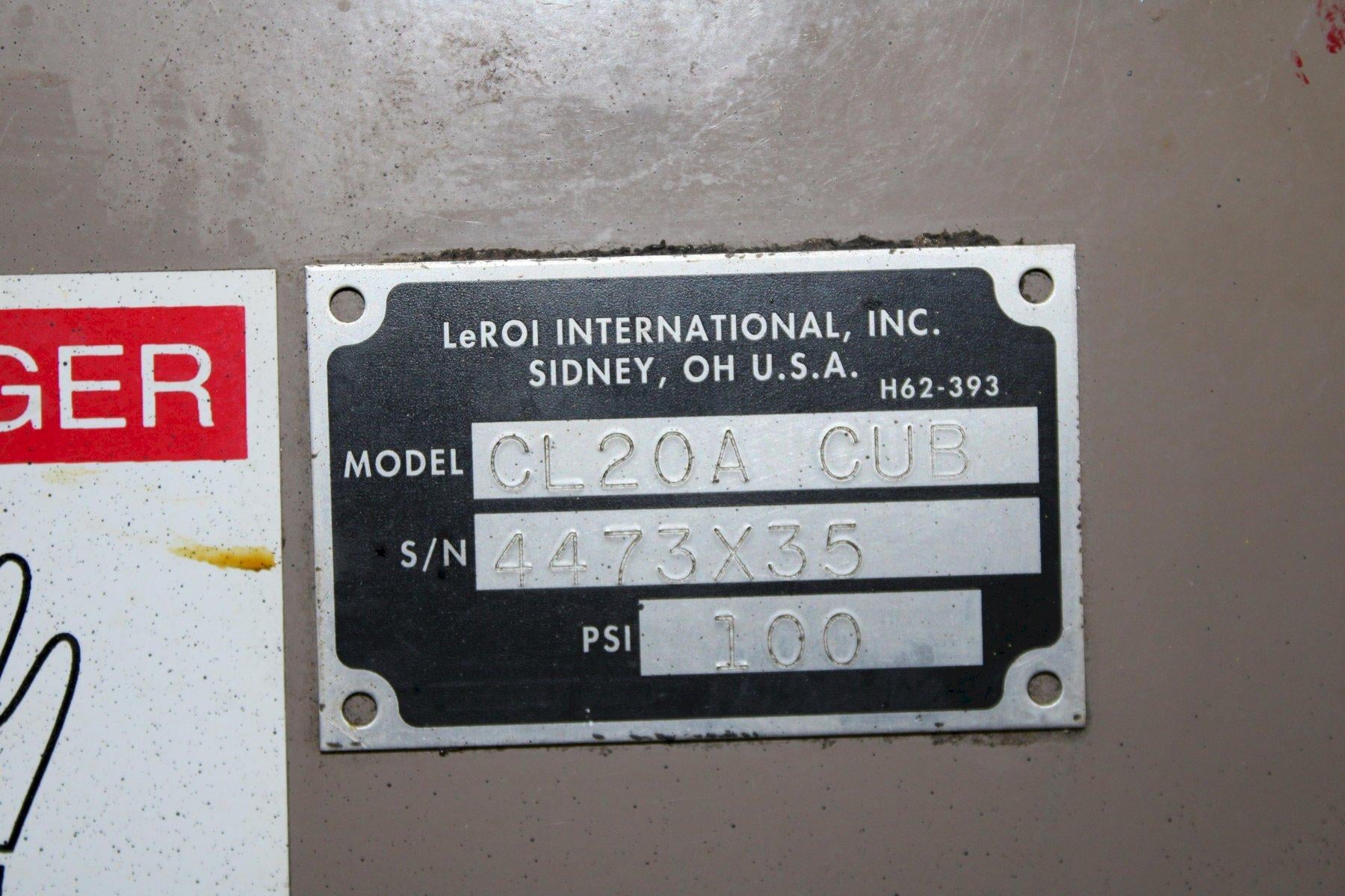 20 HP Leroi, rotary screw air compressor, 85 cfm @ 200 psi, 120 gallon surge tank - Image 9