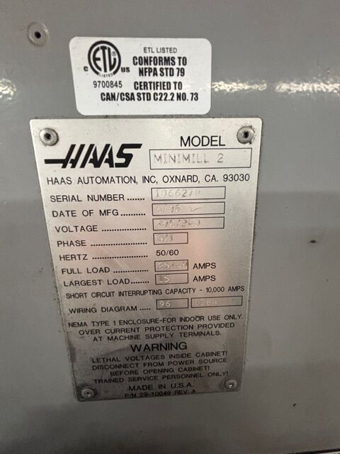 Haas #Mini-Mill-2, CNC vertical machining center, 20 automatic tool changer, 20" X, 16" Y, 14" Z, 10000 RPM - Image 6