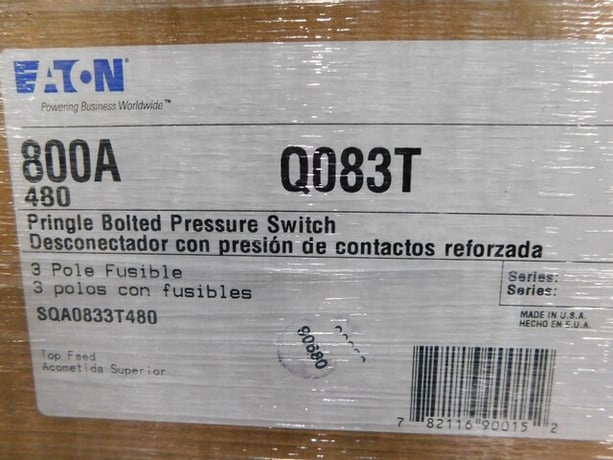 800 Amp. Eaton, SQA0833T480, Pringle bolted pressure switch, 480 Volts, 60 Hz., new - Image 7