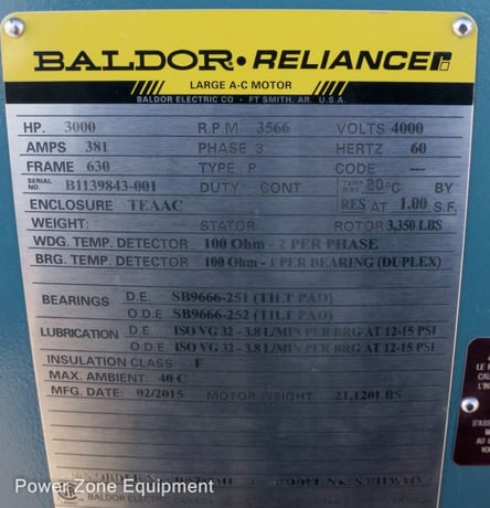 3000 HP 3566 RPM Baldor SM1139843, Frame 630, TEAAC, 4000 Volts, unused surplus - Image 7