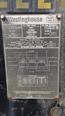 1000 KVA 12000 Primary, 216Y/125 Secondary, Westinghouse - Image 2