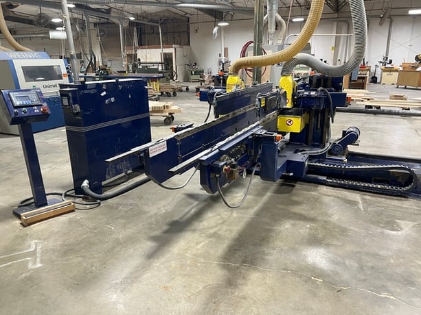 Jenkins double end tenoner, single station with (2) trim saws, Opens to 8', very good condition - Image 1