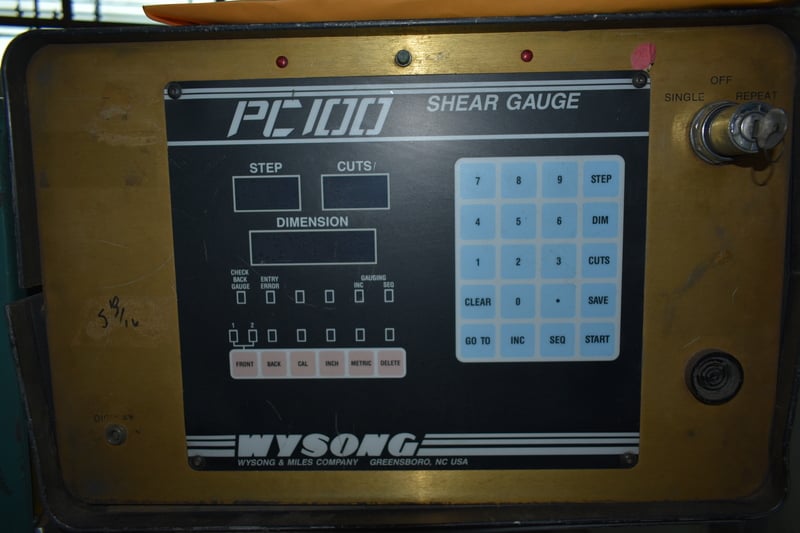 10 gauge x 10' Wysong #1010 CNC, Wysong PC100 Control, 36" back gauge, adjustable rake, no pit - Image 3