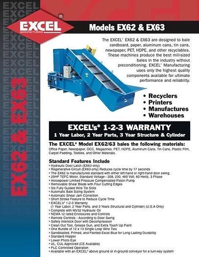 Excel #EX-63, horizontal full eject baler with conveyor, 20 HP power unit, dual 6" cylinders, 2023 - Image 7