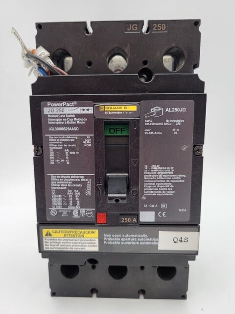 250 Amps, Square D, JGL36000S25AASO, Circuit Breaker, 600VAC 3PH - Image 2