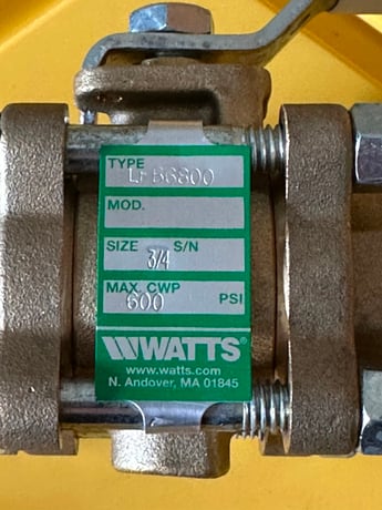 3/4" Watts #B-6800 / LFB6800 NPT, ball valve, 600 CWP, 450°F max, 2017 new (60 available) - Image 2