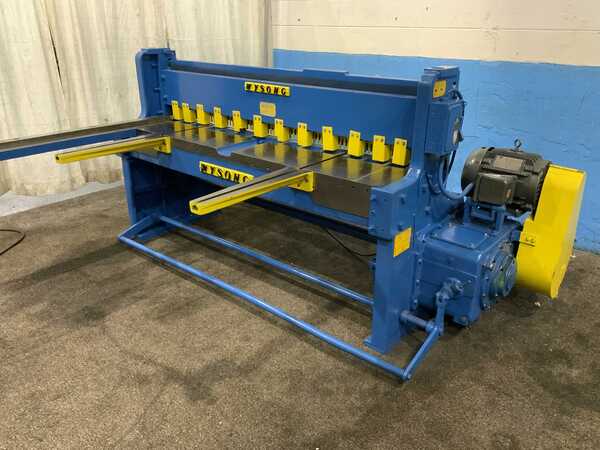 14 gauge x 6' Wysong #1472, mechanical squaring shear, 12 hold downs, 24" back gauge, 2 HP - Image 9