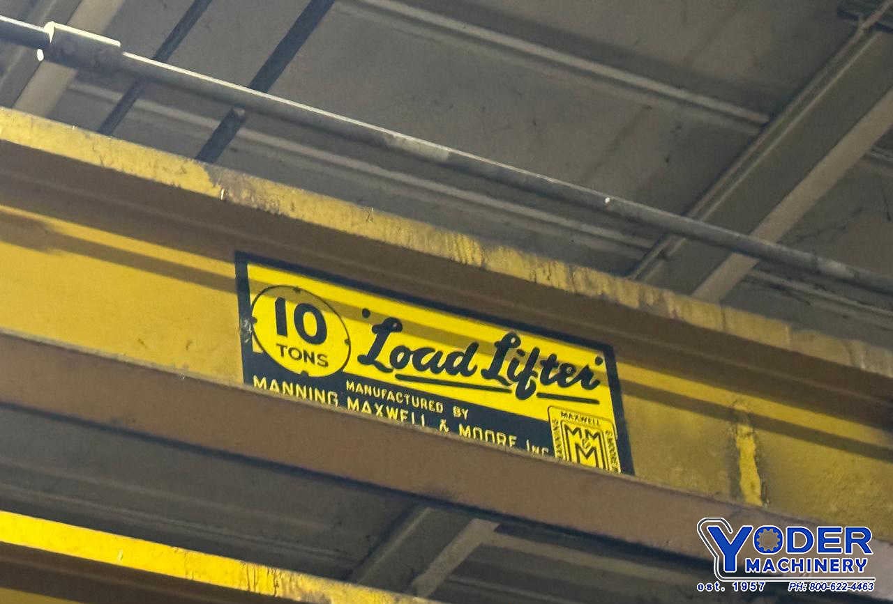 10 Ton, Manning Maxwell & Moore load lifter overhead bridge crane, 45' span, double grider - Image 6