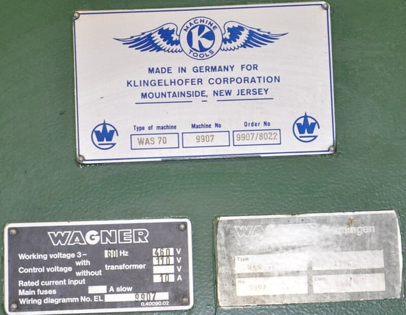 10" Wagner #WAS70, automatic cold saw, 460 V. - Image 5