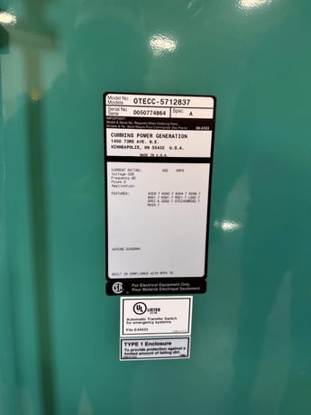 400 Amp. Cummins OTPCC-5712837, automatic transfer switch, 3-pole, 208 Volts, Nema 1, 2005 - Image 4