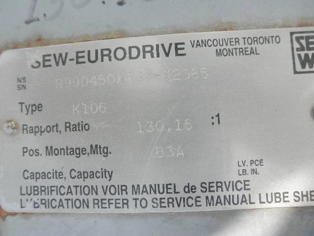 4500 RPM, Eurodrive #K106, Right Angle Reducer Gearbox, 130.16:1 Ratio, 34.57 RPM Output - Image 8