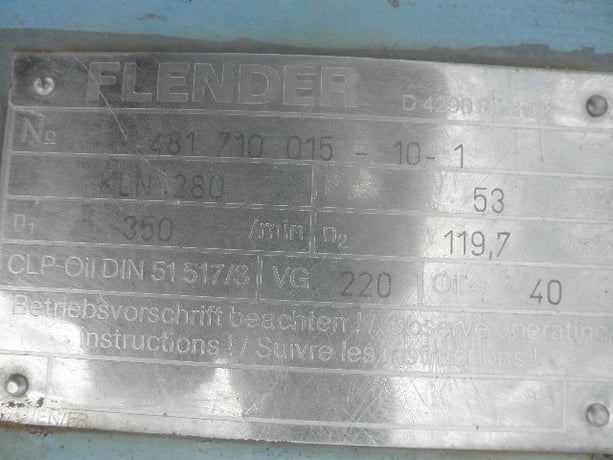72 HP @ 350 RPM, Flender #KLN-280, Right Angle Gear Reducer Gearbox, 2.90 :1 Ratio, 120 RPM Output, 53 kW - Image 8