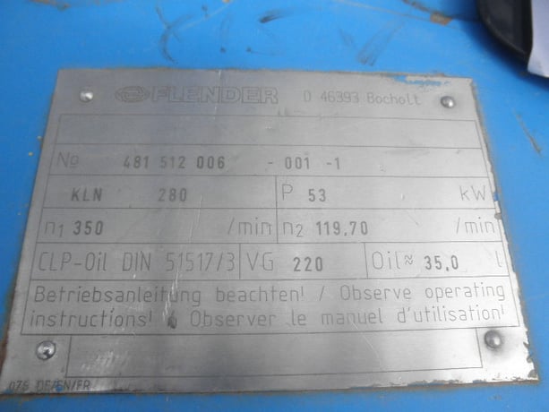 71 HP @ 350 RPM, Flender #KLN-280, Right Angle Gear Reducer Gearbox, 2.92 :1 Ratio, 119.70 RPM Output - Image 7
