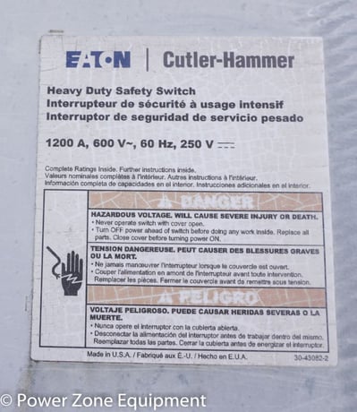 1200 Amp. Eaton Cutler-Hammer, Heavy Duty Safety Switch, w/VFD, mounted on 30' goose neck trailer, 600 V - Image 4