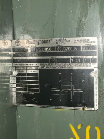 300 KVA 12470GY/7200 Primary, 480Y/277 Secondary, Westinghouse 3 phase, Padmount Transformer - Image 1