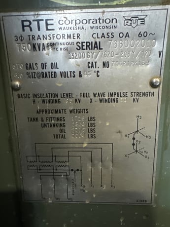 750 KVA 13200GY/7620 Primary, 208Y/120 Secondary, 3 phase, Padmount Transformer - Image 1