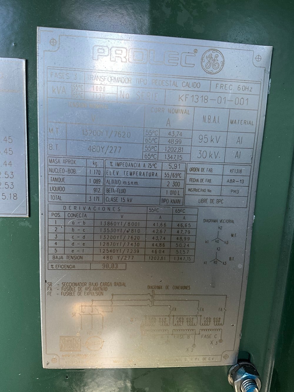 1000/1120 KVA 13200GY/7620 Primary, 480Y/277 Secondary, 3 phase, Padmount Transformer - Image 1