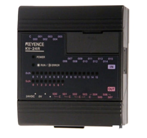 Keyence KV-24R Base PLC Unit, 24VDC, 16 DC Inputs, 8 Relay Outputs - Image 1