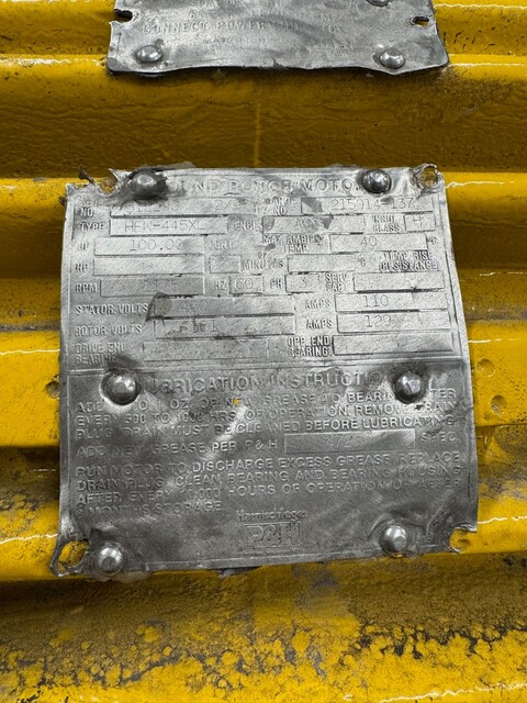 100 HP 1180 RPM P & H, Frame 504X, TENV, dbl-shaft, 460 Volts, (2 available) - Image 3
