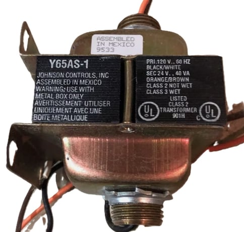 Johnson Controls Y65AS-1C Transformer, 40VA, 120V 60Hz Pri, 24VAC Sec, Foot Mnt - Image 1