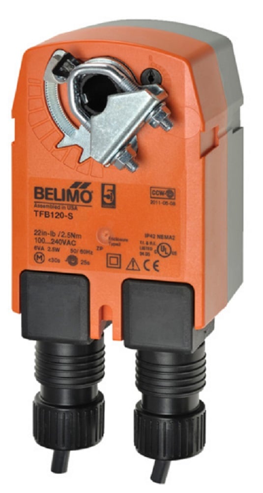 Belimo TFB120-S Damper Actuator, 22 in-lb [2.5 Nm], Spring Return, AC 100..240 V - Image 1