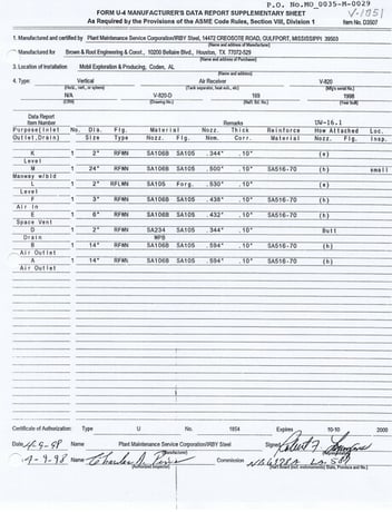PMSC air receiver, 12'-0" ID x 31'-10" straight side, vertical, MAWP 183 psi @ 120°F, SA 516 70, National - Image 5