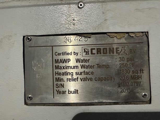 21 BTU, Crone #CLW-170, 6000 KW hot water boiler, 8046.133 HP, 30 psi, 2013 - Image 3