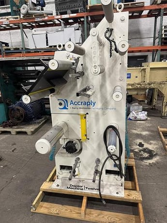 12" Doctor Machine, Accraply Standford #DM12, fife web guide, splice table, 1640 FPM, 2019 - Image 9