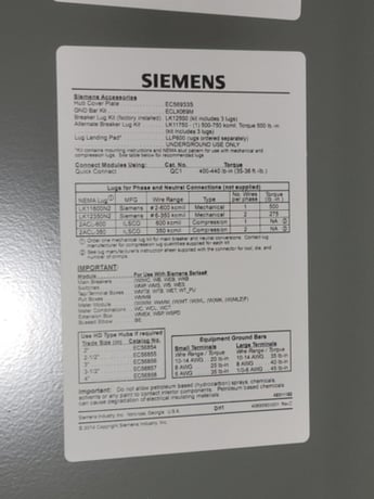 400 Amps, Siemens, WB1400C, Service Entrance Breaker Module, 1-phase, 3-Wire, 240 V - Image 7