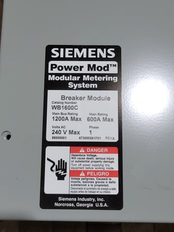 600 Amps, Siemens, WB1600C, Service Entrance Breaker Module, 1-phase, 3-Wire, 240 V - Image 5