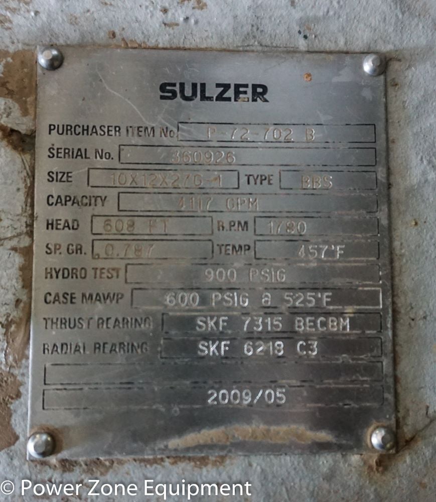 4117 GPM @ 608' TDH, Sulzer #10x12x27G, Centrifugal Pump, Horz., 1-Stage, 24.28" imp., 12" suction, 10" - Image 5