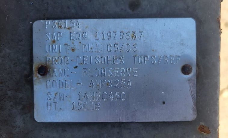 1031 GPM @ 464' TDH, Floweserve #4HPX25A, Centrifugal Pump, Horz., 1-Stage, 8" suction, 4" discharge, 124 HP - Image 10