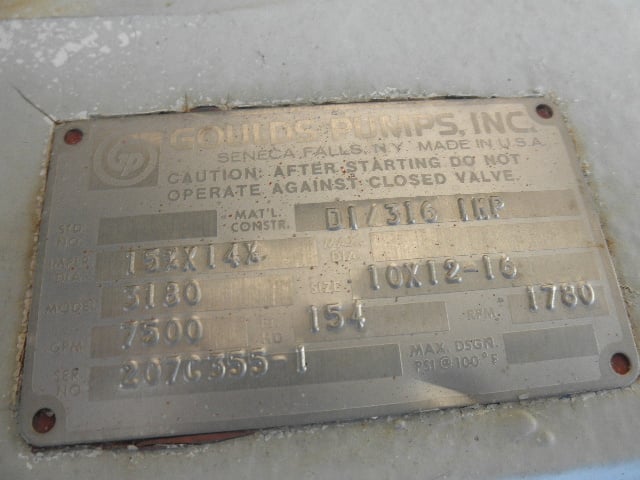 7500 GPM @ 154' TDH, Goulds #3180L, Centrifugal Pump Bare Case, Horz., 1-Stage, ductile iron, 1780 RPM - Image 7
